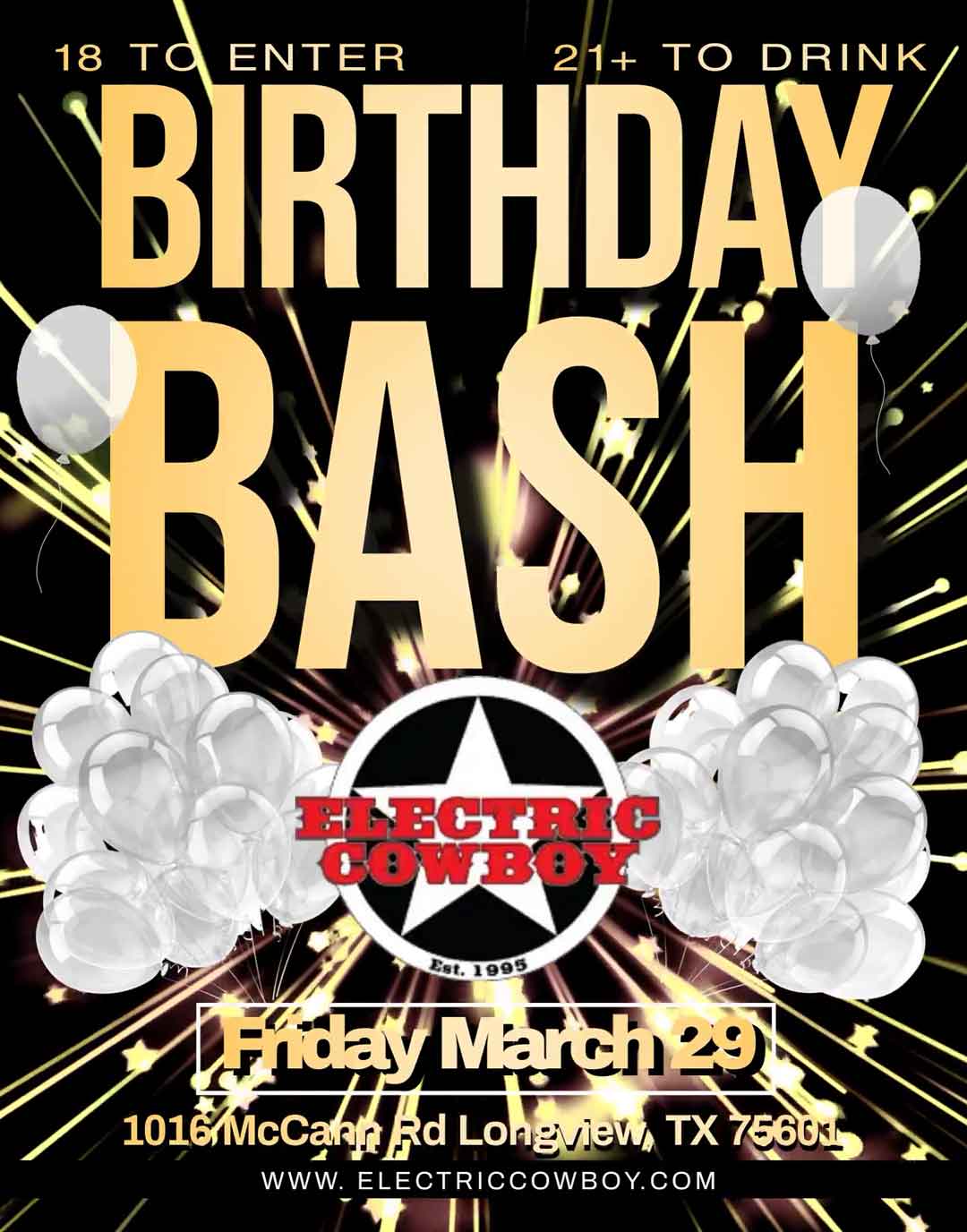 Birthday Bash Electric Cowboy Longview